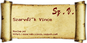 Szarvák Vince névjegykártya
